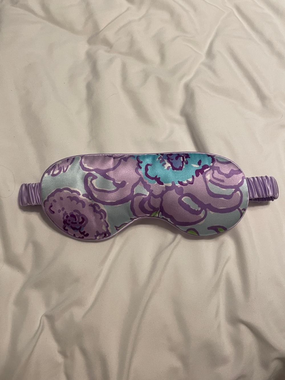 Lilly Pulitzer Floral Satin Sleep Mask in Lavender and Aqua